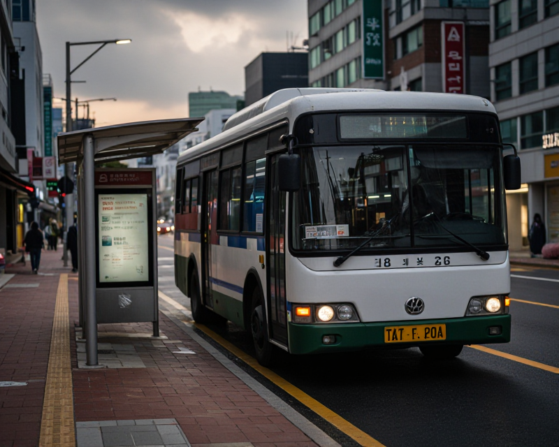 Seoul City Bus in Quiet Urban Setting