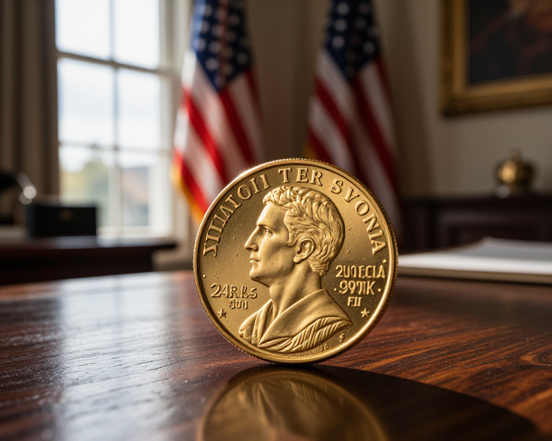 Symbolic Golden Coin and American Heritage
