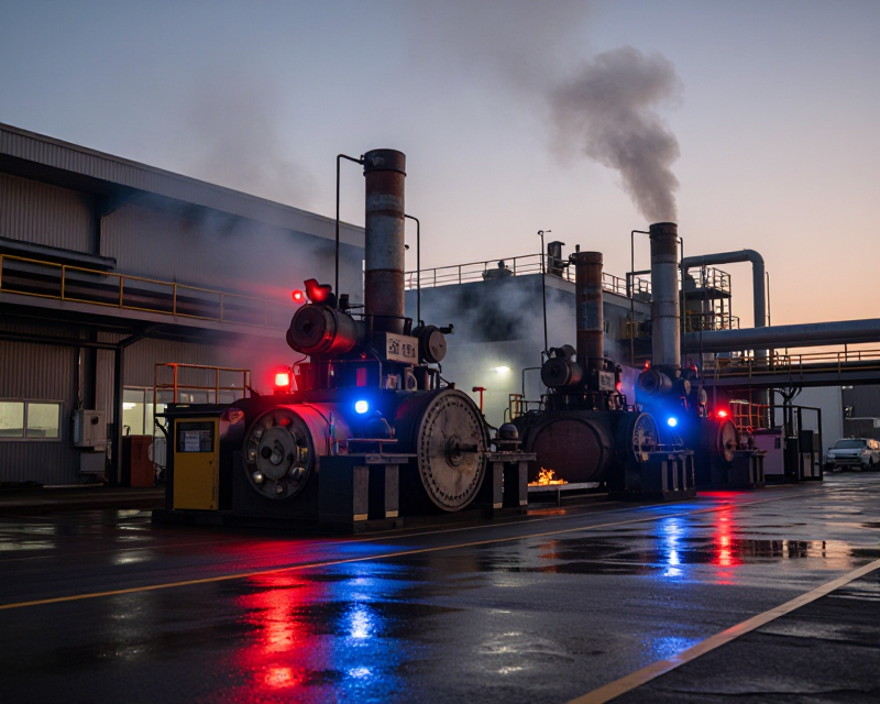 Industrial Fire Scene Atmosphere