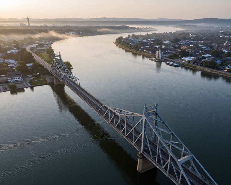 Cinematic view of the Amnok River Bridge
