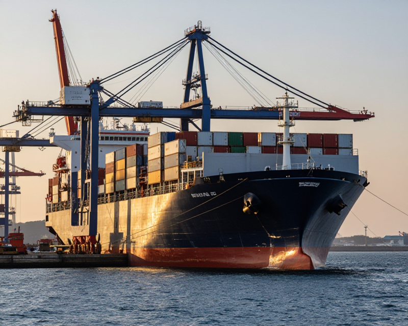 Container Ship at South Korean Shipyard