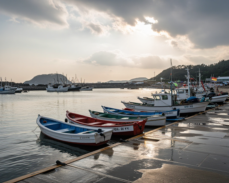 Post-rain coastal scene in South Korea