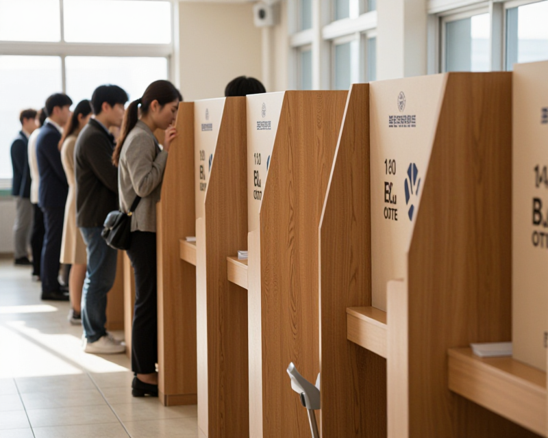 Korean Polling Station Atmosphere