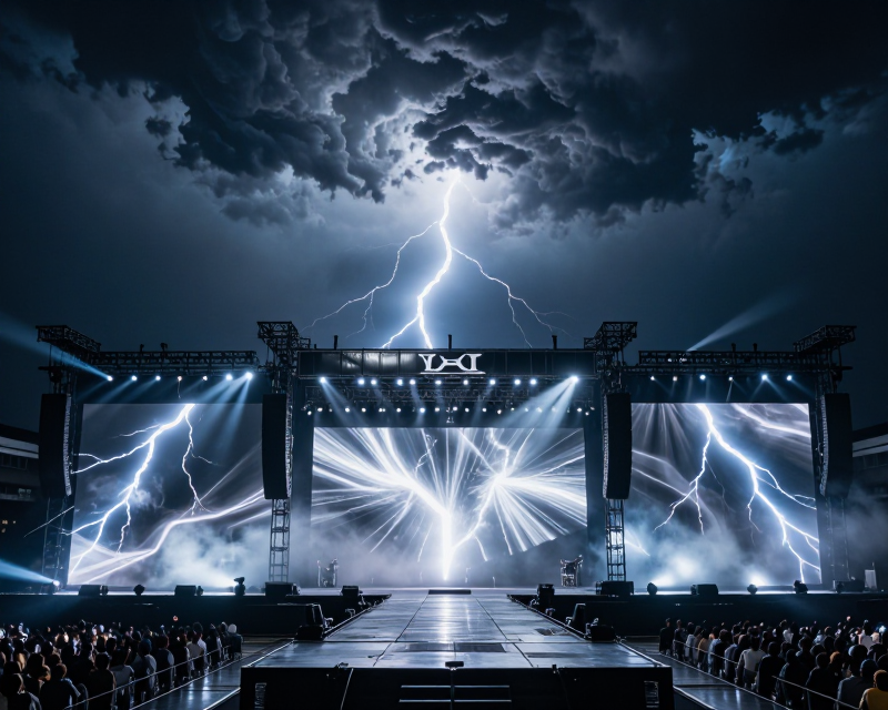 Dramatic K-pop Stage Atmosphere